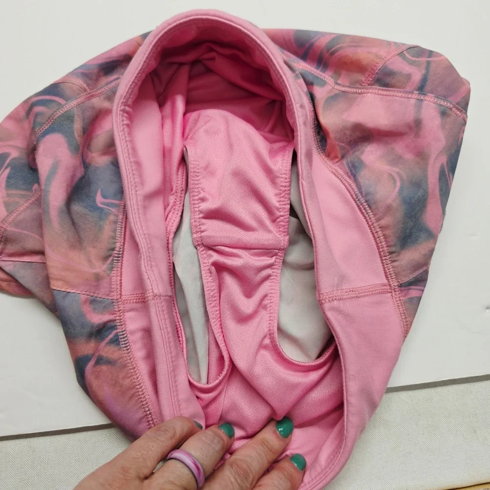 Athleta Girl Run The World 3 Inch Shorts Pink Blue Marble Swirl Size L 12